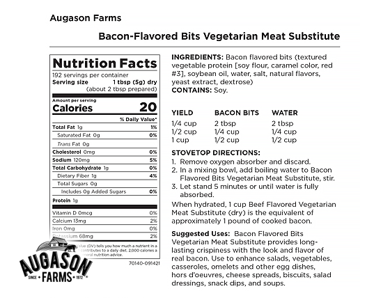 Augason Farms: Bacon-Flavored Bits Vegetarian Meat Substitute Can
